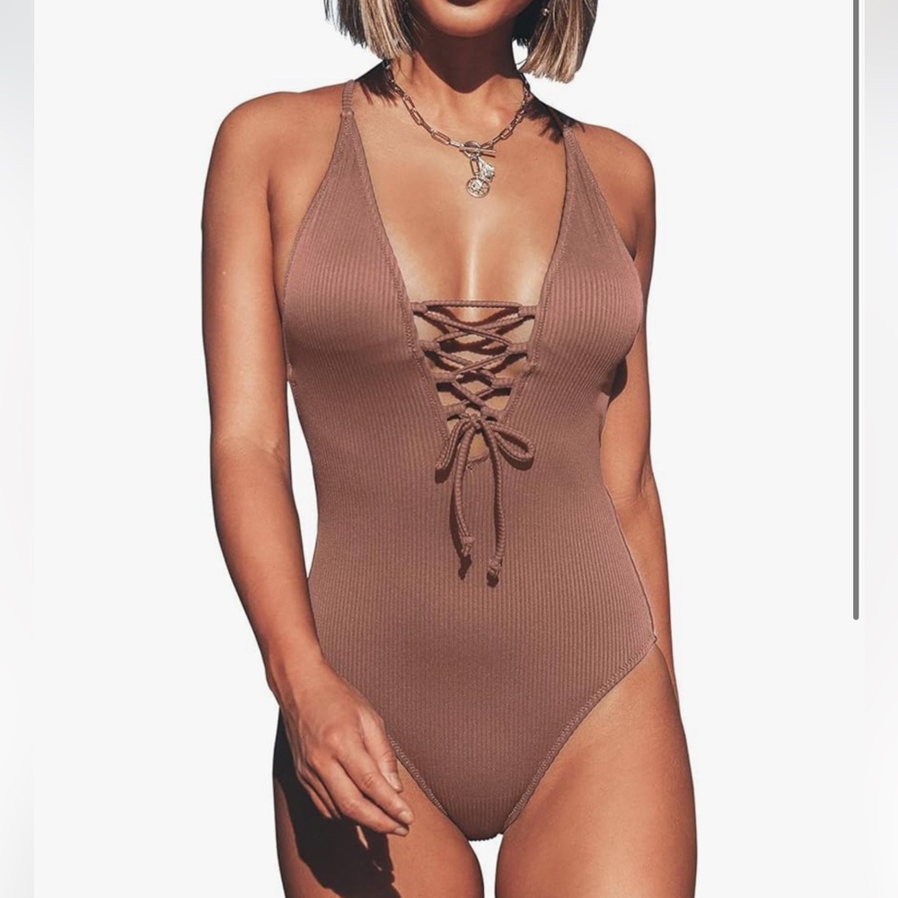 Cupshe Lace-Up Swimsuit